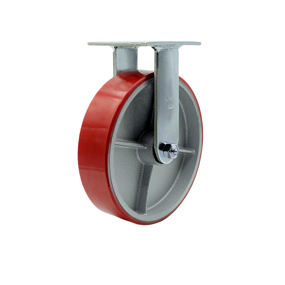 Service Caster Brand Replacement Caster for McMaster Carr Caster 22455T38 - Rigid Top Plate Caster with 8 Inch Red Polyurethane on Cast Iron Wheel - 1,250 lbs. Capacity/Caster — photo 1