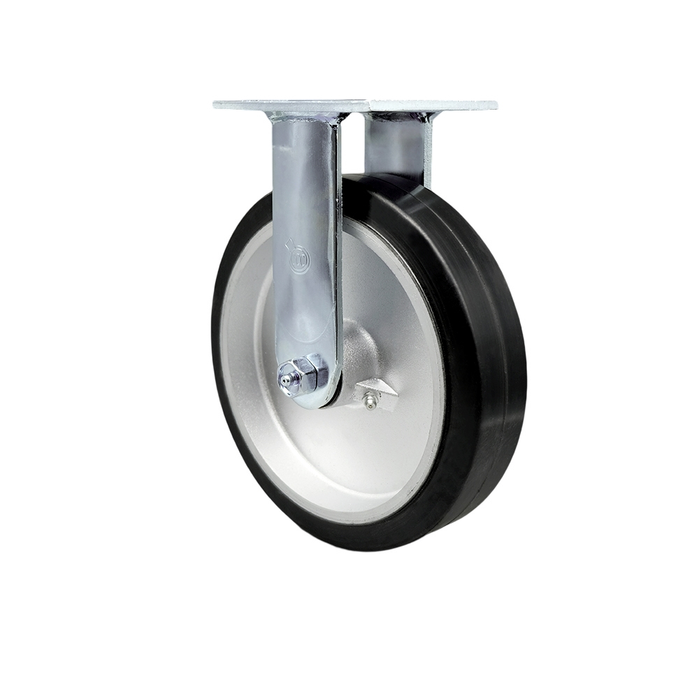 8" Heavy Duty Rigid Caster with Rubber on Aluminum Wheel - 600 lbs Capacity - Service Caster Brand — photo 1