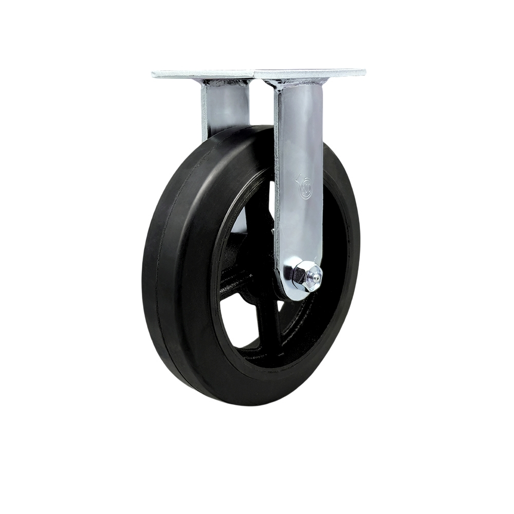 Service Caster Brand Replacement for McMaster Carr Caster 19505T24 30305T26 - Rigid Top Plate Caster with 8 Inch Black Rubber on Cast Iron Wheel - 500 lbs. Capacity Per Caster — photo 1