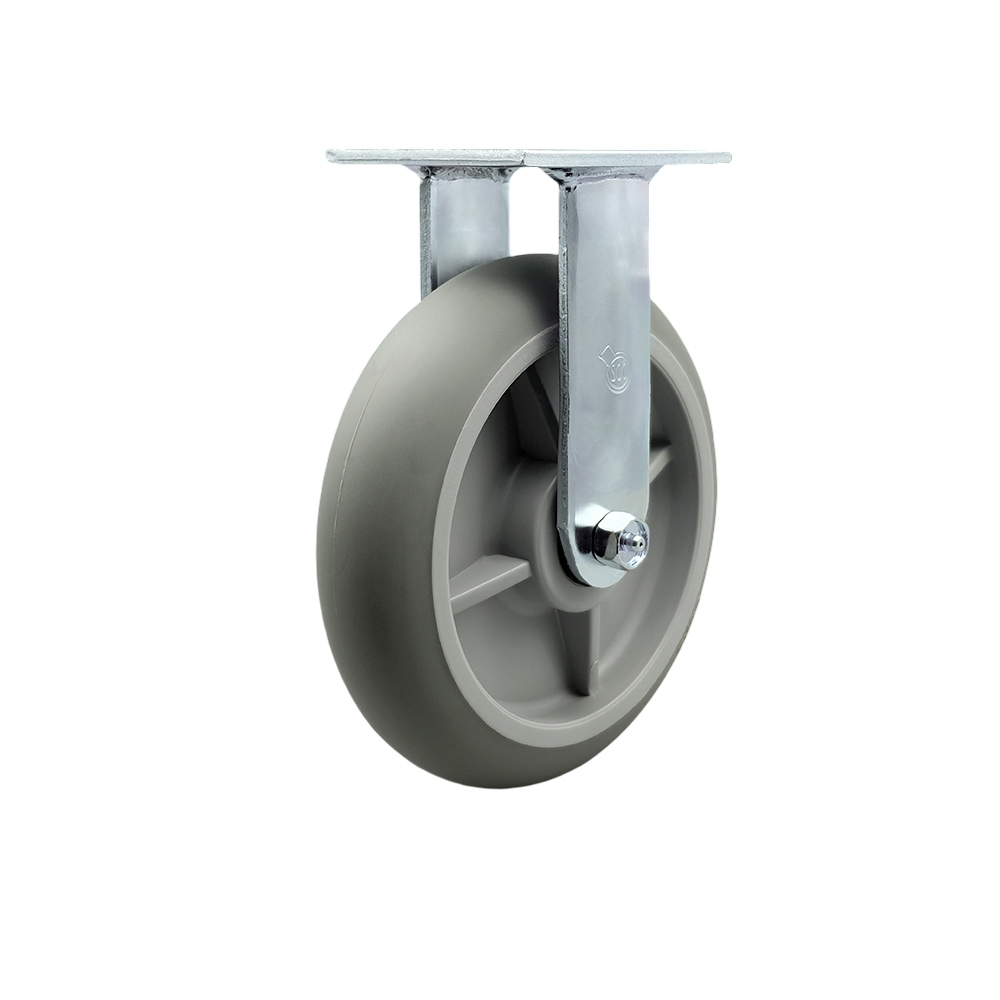 8" Heavy Duty Rigid Caster with Thermoplastic Rubber Wheel, Donut Tread - 600 lbs Capacity - Service Caster Brand — photo 1