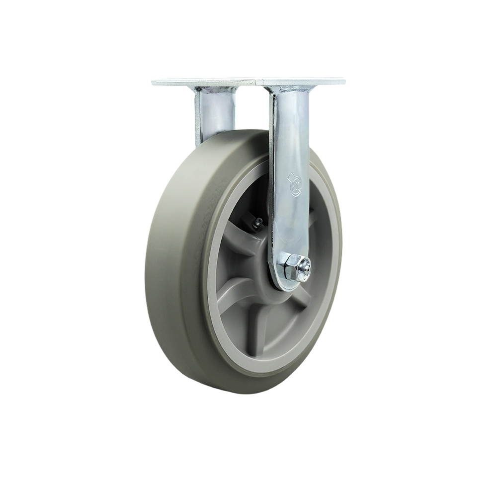 Service Caster Brand Replacement Caster for Magliner Platform Truck and U-Boat Caster 130075 – Heavy Duty Replacement – Thermoplastic Rubber Flat Tread Rigid Top Plate Caster w/8" x 2" Gray Wheel — photo 1