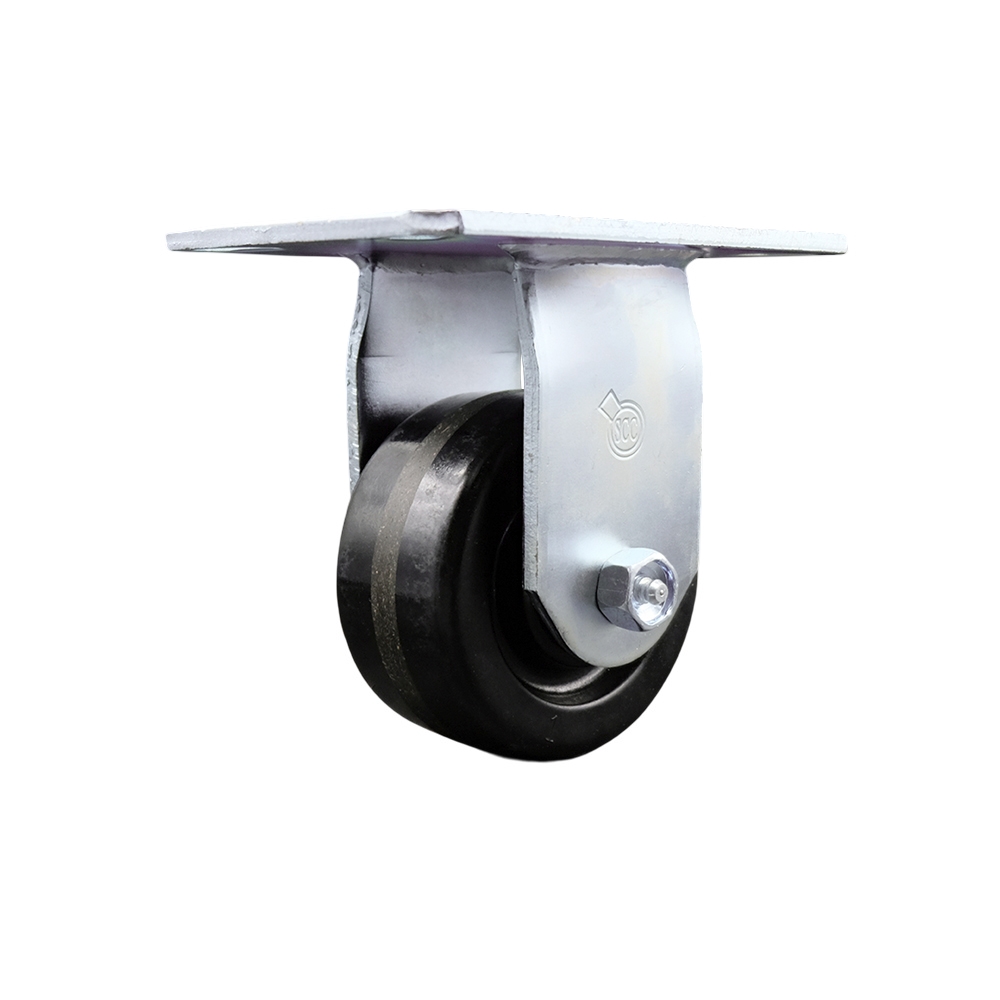 Heavy Duty Large Top Plate Phenolic Swivel Caster w/Main. Free Bearings and 4" x 2" Black Wheel - 800 lbs Capacity/Caster - Service Caster Brand — photo 1