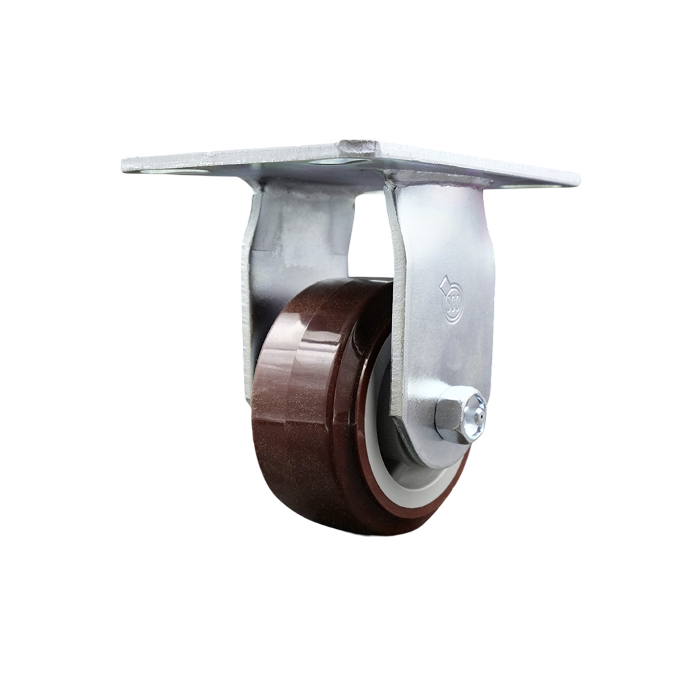 Heavy Duty Large Top Plate Polyurethane on Polyolefin Swivel Caster w/4" x 2" Maroon Wheel - 600 lbs Capacity/Caster - Service Caster Brand — photo 1