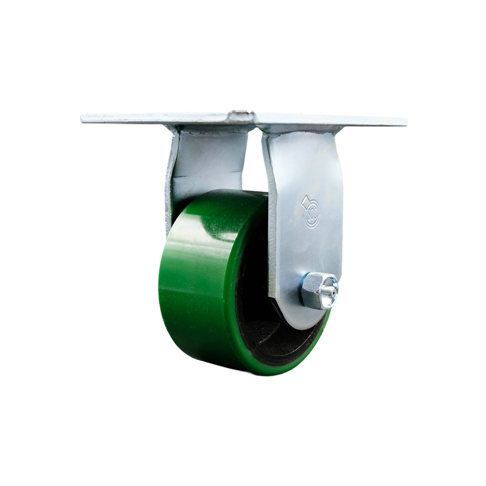Heavy Duty Large Top Plate Polyurethane on Cast Iron Swivel Caster w/4" x 2" Green Wheel - 700 lbs Capacity/Caster - Service Caster Brand — photo 1