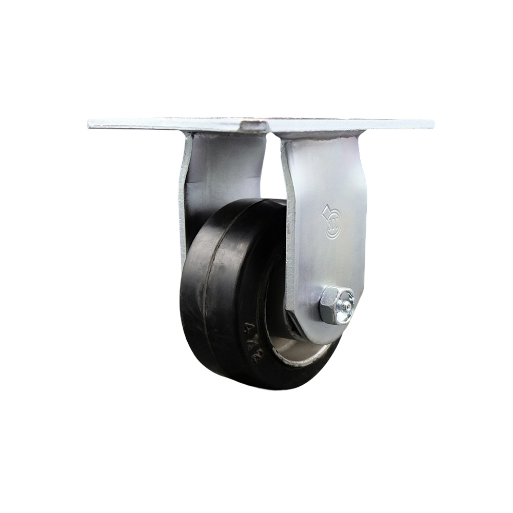 Heavy Duty Large Top Plate Rubber on Aluminum Swivel Caster w/4" x 2" Black Wheel - 400 lbs Capacity/Caster - Service Caster Brand — photo 1