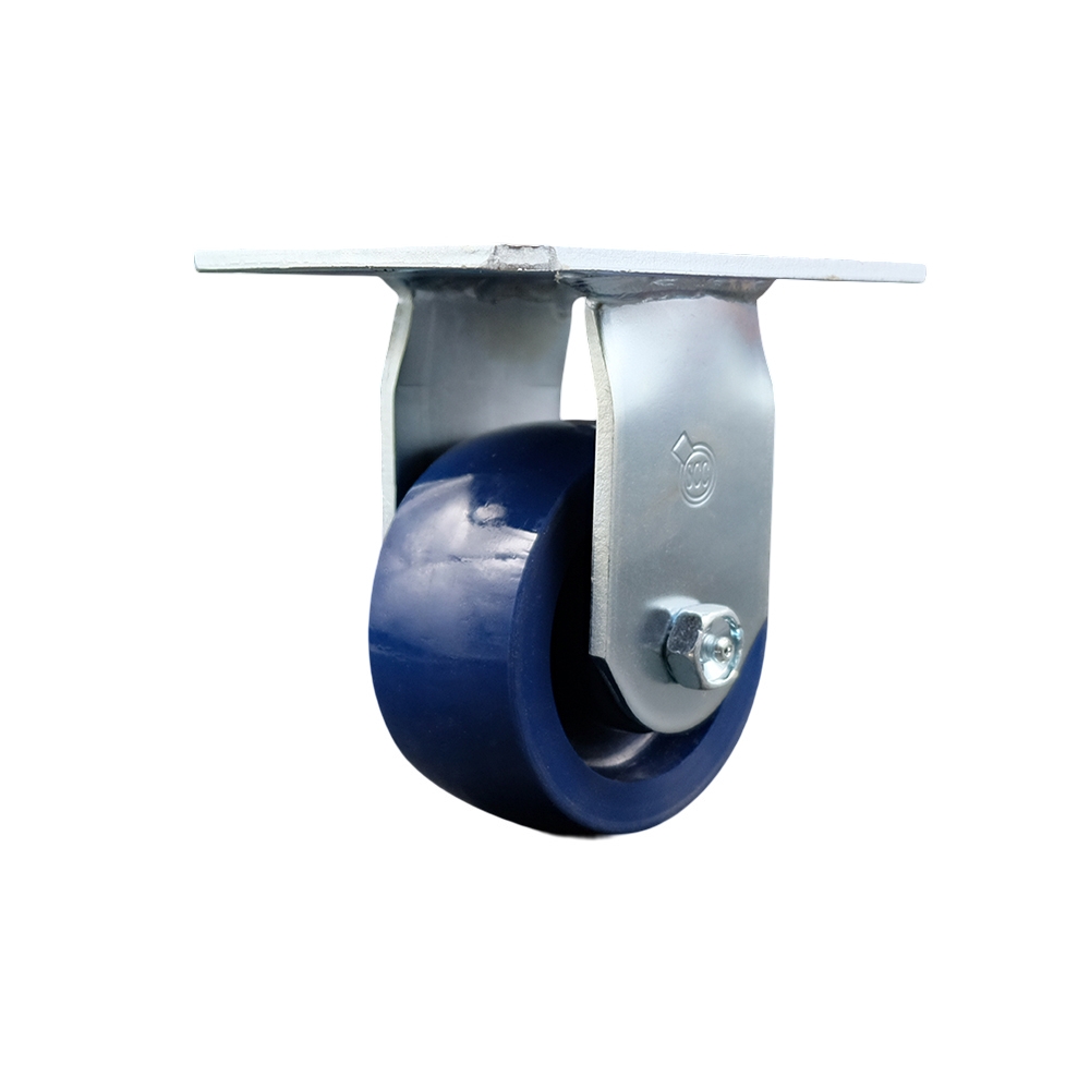 Heavy Duty Large Top Plate Solid Polyurethane Swivel Caster w/4" x 2" Blue Wheel - 700 lbs Capacity/Caster - Service Caster Brand — photo 1