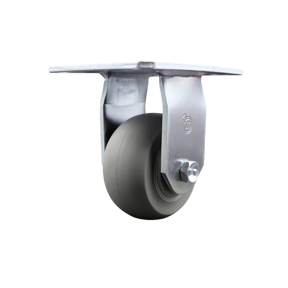 Heavy Duty Large Top Plate Thermoplastic Rubber Donut Tread Swivel Caster w/Main. Free Bearings and 4" x 2" Gray Wheel - 300 lbs Capacity/Caster - Service Caster Brand — photo 1