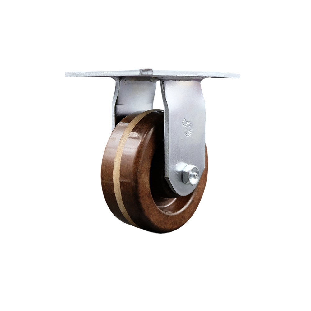 Heavy Duty Large Top Plate High Temperature Phenolic Swivel Caster w/5" x 2" Brown Wheel - 1000 lbs Capacity/Caster - Service Caster Brand — photo 1