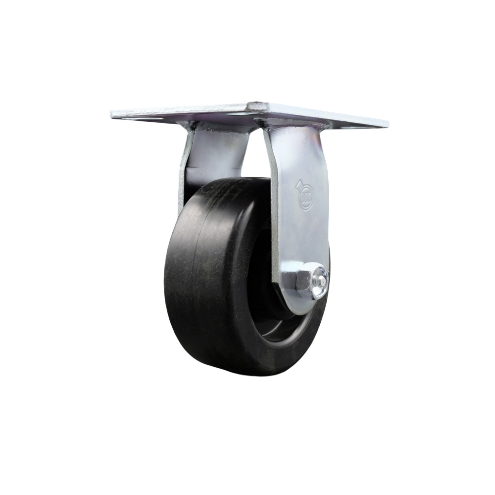 Heavy Duty Large Top Plate Polyolefin Swivel Caster w/Main. Free Bearings and 5" x 2" Black Wheel - 650 lbs Capacity/Caster - Service Caster Brand — photo 1