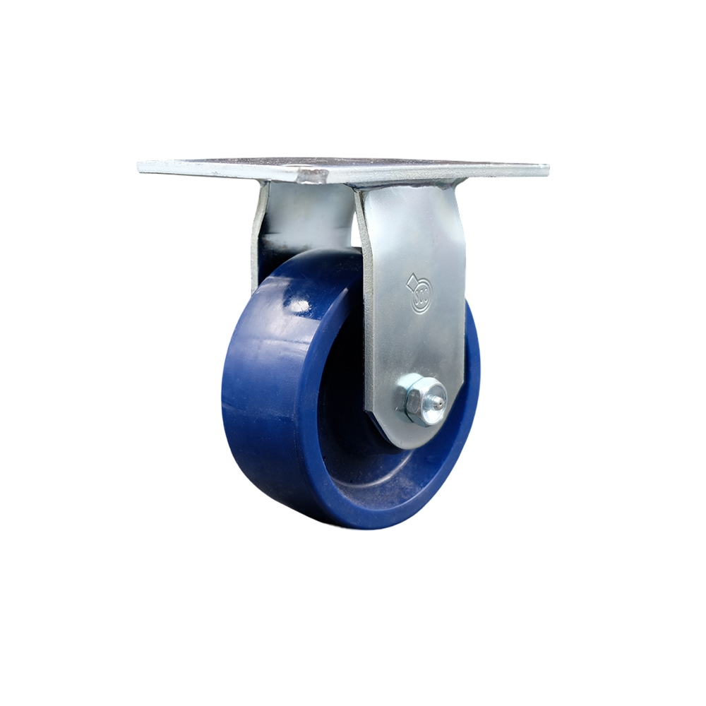 Heavy Duty Large Top Plate Solid Polyurethane Swivel Caster w/5" x 2" Blue Wheel - 1000 lbs Capacity/Caster - Service Caster Brand — photo 1