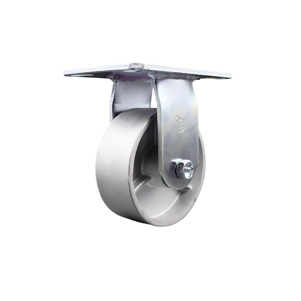 Heavy Duty Large Top Plate Semi Steel Cast Iron Swivel Caster w/Main. Free Bearings and 5" x 2" Silver Wheel - 1000 lbs Capacity/Caster - Service Caster Brand — photo 1
