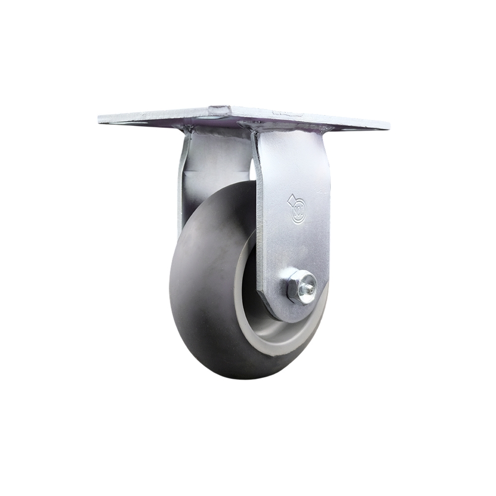 Heavy Duty Large Top Plate Thermoplastic Rubber Donut Tread Swivel Caster w/5" x 2" Gray Wheel - 350 lbs Capacity/Caster - Service Caster Brand — photo 1