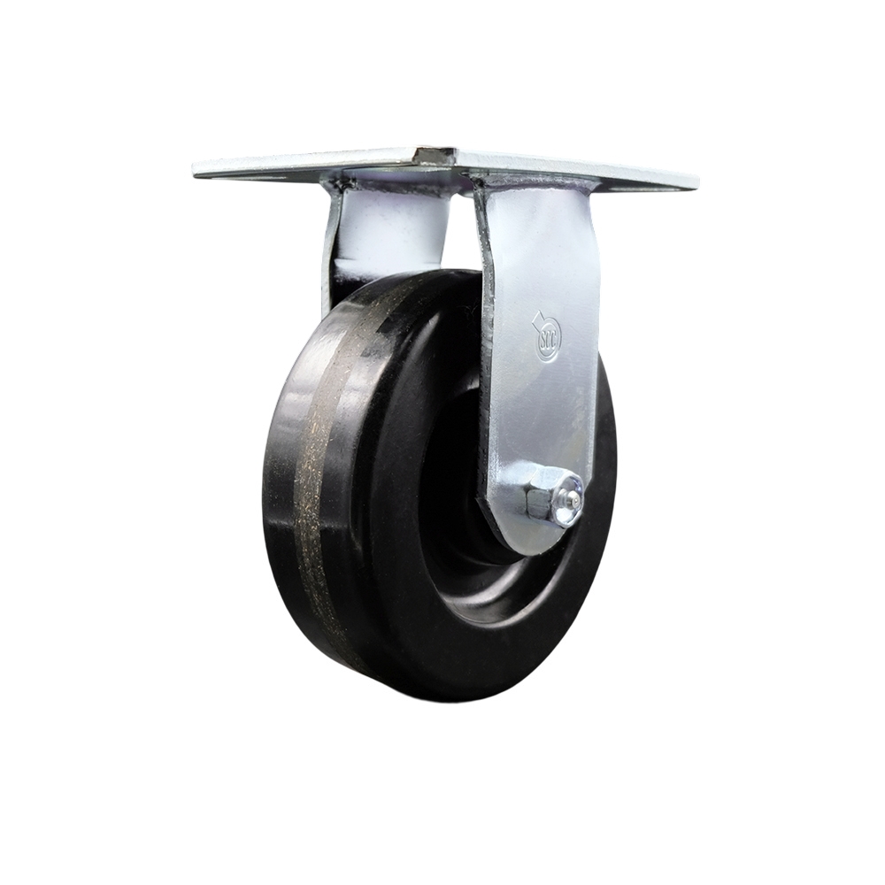 Heavy Duty Large Top Plate Phenolic Swivel Caster w/Main. Free Bearings and 6" x 2" Black Wheel - 1200 lbs Capacity/Caster - Service Caster Brand — photo 1