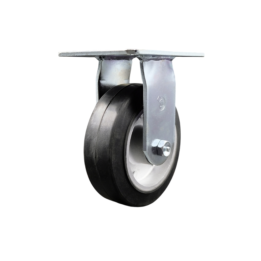 Heavy Duty Large Top Plate Rubber on Aluminum Swivel Caster w/Main. Free Bearings and 6" x 2" Black Wheel - 550 lbs Capacity/Caster - Service Caster Brand — photo 1