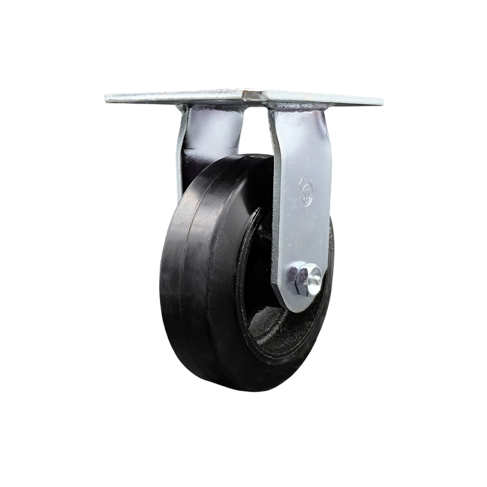 Heavy Duty Large Top Plate Rubber on Cast Iron Swivel Caster w/6" x 2" Black Wheel - 450 lbs Capacity/Caster - Service Caster Brand — photo 1