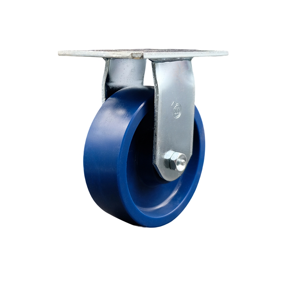 Heavy Duty Large Top Plate Solid Polyurethane Swivel Caster w/6" x 2" Blue Wheel - 1200 lbs Capacity/Caster - Service Caster Brand — photo 1