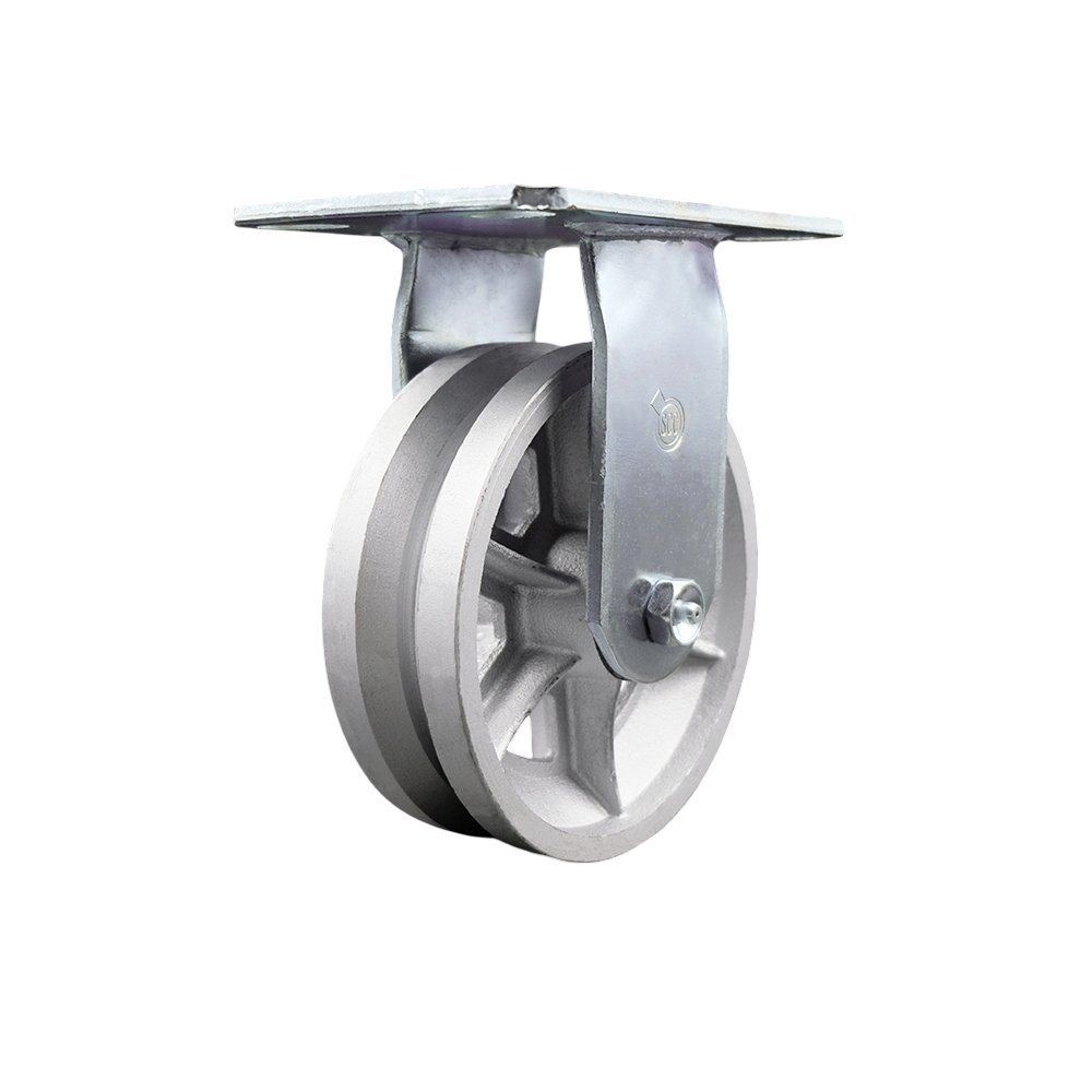 Heavy Duty Large Top Plate V Groove Semi Steel Swivel Caster w/6" x 2" Silver Wheel - 1200 lbs Capacity/Caster - Service Caster Brand — photo 1