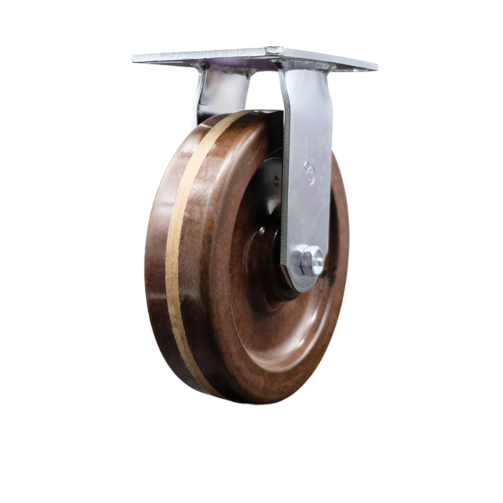 Heavy Duty Large Top Plate High Temperature Phenolic Swivel Caster w/8" x 2" Brown Wheel - 1250 lbs Capacity/Caster - Service Caster Brand — photo 1