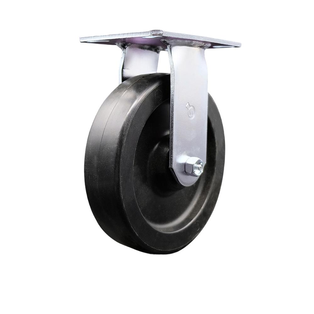Heavy Duty Large Top Plate Polyolefin Swivel Caster w/Main. Free Bearings and 8" x 2" Black Wheel - 900 lbs Capacity/Caster - Service Caster Brand — photo 1