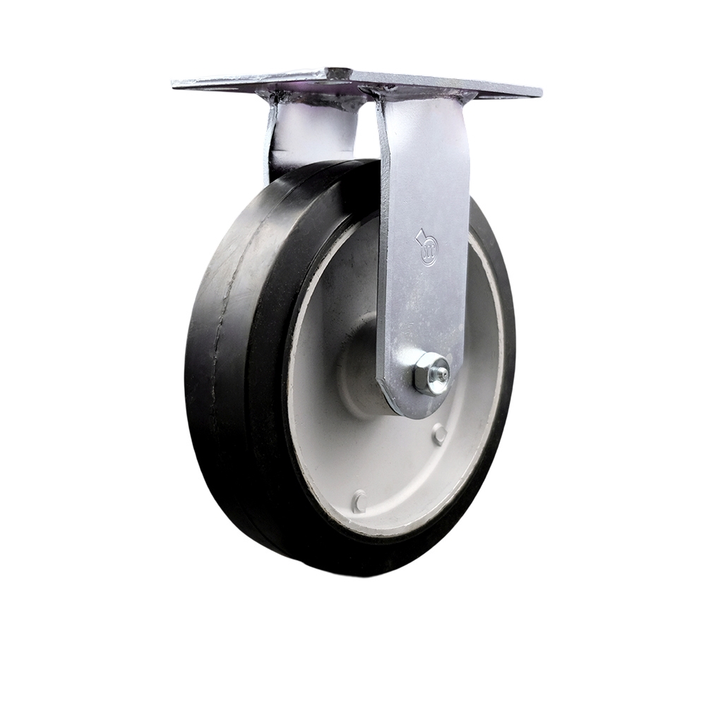 Heavy Duty Large Top Plate Rubber on Aluminum Swivel Caster w/8" x 2" Black Wheel - 600 lbs Capacity/Caster - Service Caster Brand — photo 1
