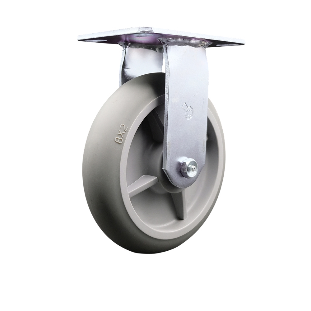 Heavy Duty Large Top Plate Thermoplastic Rubber Donut Tread Swivel Caster w/8" x 2" Gray Wheel - 600 lbs Capacity/Caster - Service Caster Brand — photo 1