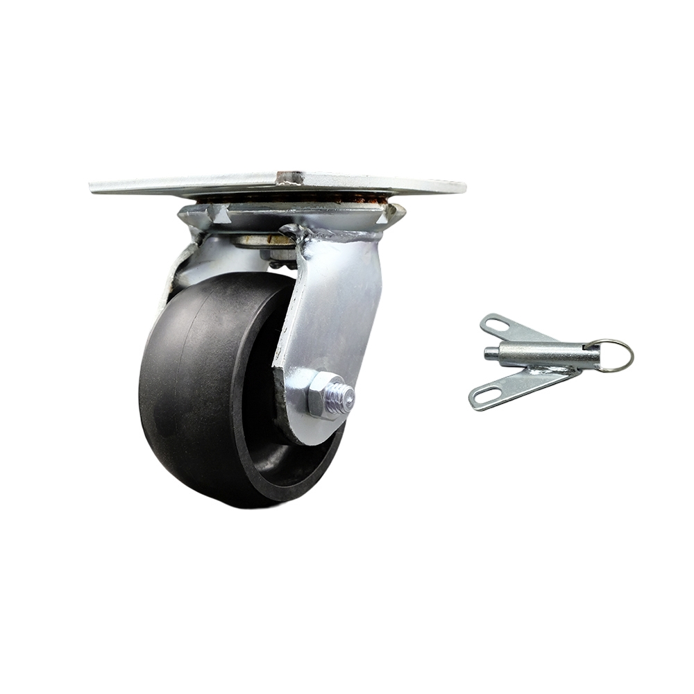 Heavy Duty Large Top Plate Glass Filled Nylon Swivel Caster w/4" x 2" Black Wheel & Bolt on Swivel Lock - 1200 lbs Capacity/Caster - Service Caster Brand — photo 1