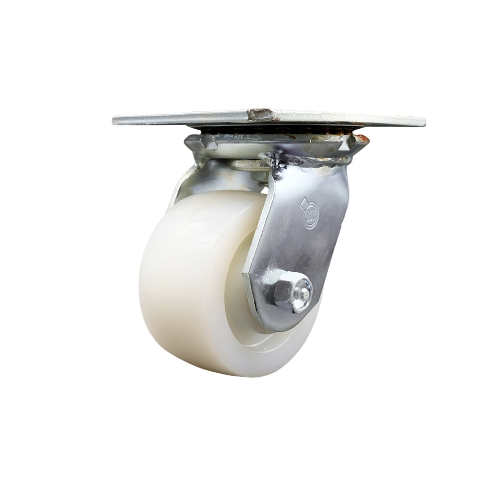 Heavy Duty Large Top Plate Nylon Swivel Caster w/4" x 2" White Wheel - 800 lbs Capacity/Caster - Service Caster Brand — photo 1