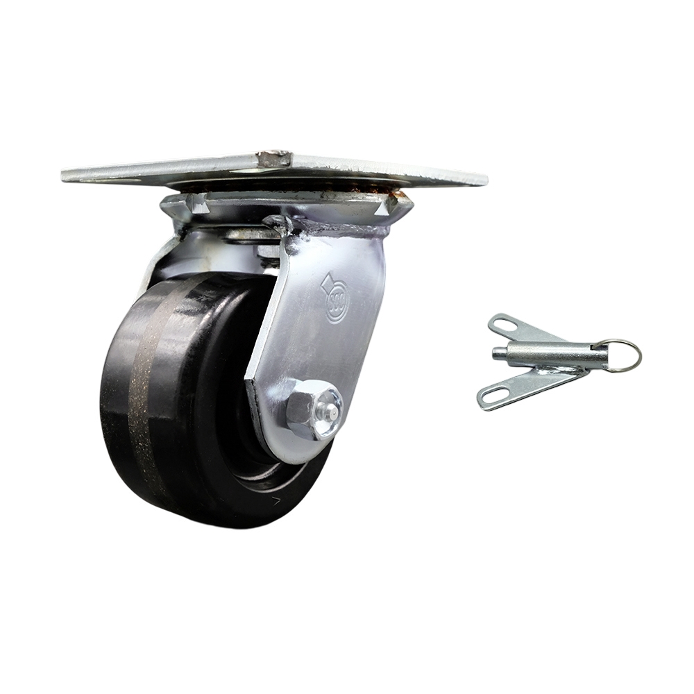 Heavy Duty Large Top Plate Phenolic Swivel Caster w/4" x 2" Black Wheel & Bolt on Swivel Lock - 800 lbs Capacity/Caster - Service Caster Brand — photo 1
