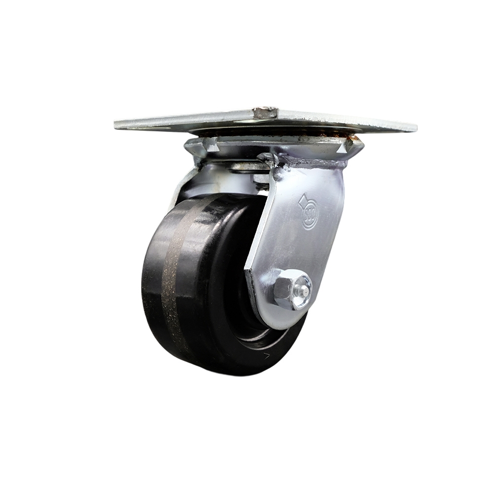 Heavy Duty Large Top Plate Phenolic Swivel Caster w/Main. Free Bearings and 4" x 2" Black Wheel - 800 lbs Capacity/Caster - Service Caster Brand — photo 1