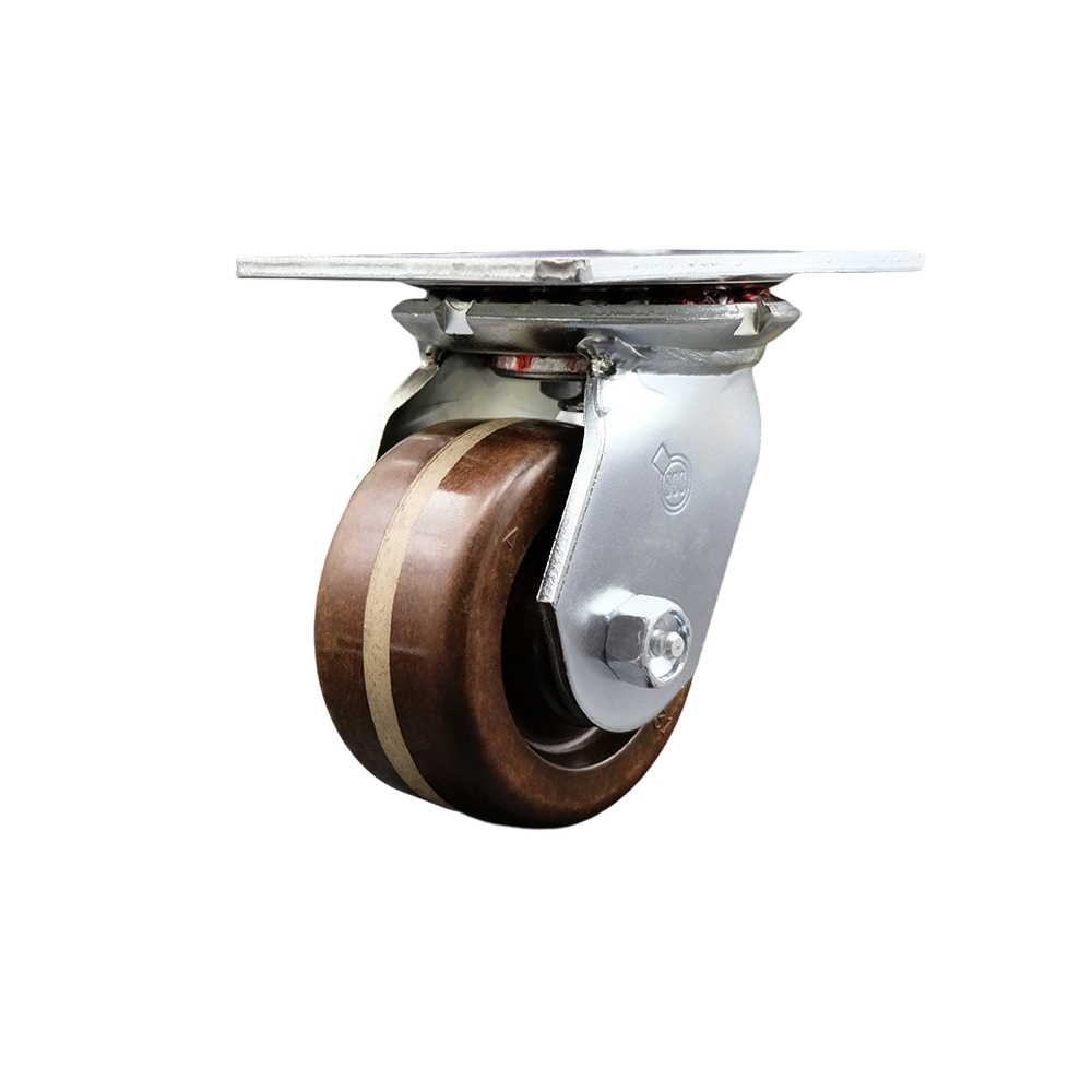 Heavy Duty Large Top Plate High Temperature Phenolic Swivel Caster w/4" x 2" Brown Wheel - 800 lbs Capacity/Caster - Service Caster Brand — photo 1