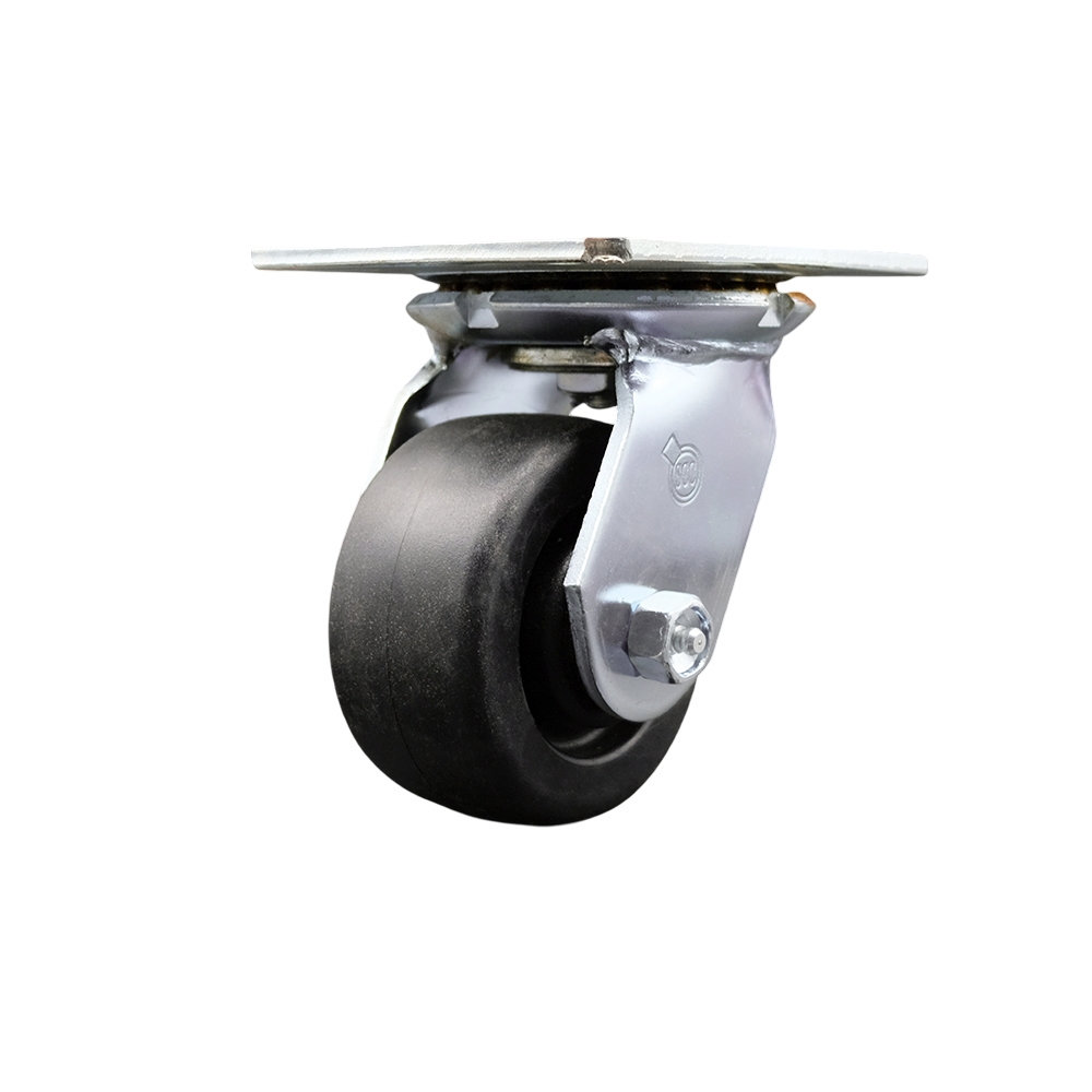 Heavy Duty Large Top Plate Polyolefin Swivel Caster w/Main. Free Bearings and 4" x 2" Black Wheel - 500 lbs Capacity/Caster - Service Caster Brand — photo 1