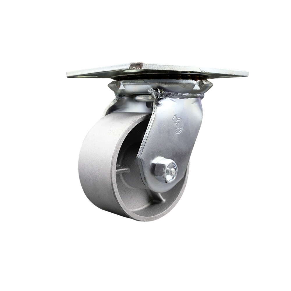 Heavy Duty Large Top Plate Semi Steel Cast Iron Swivel Caster w/4" x 2" Silver Wheel - 1000 lbs Capacity/Caster - Service Caster Brand — photo 1