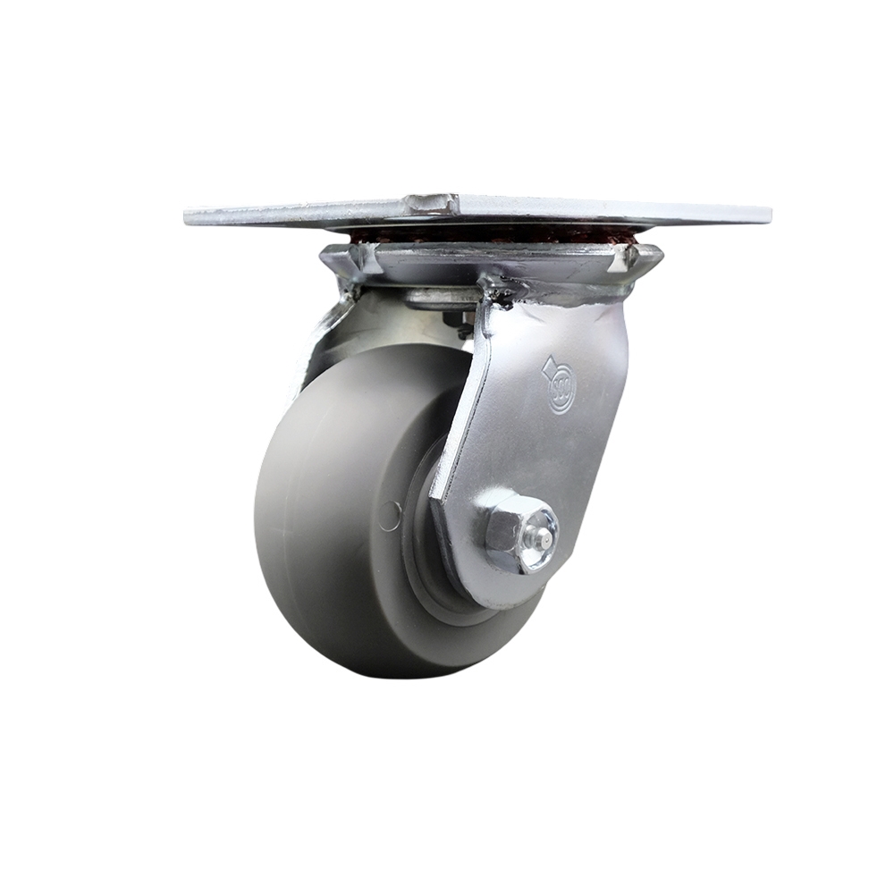 Heavy Duty Large Top Plate Thermo Rubber Donut Tread Swivel Caster w/4" x 2" Gray Wheel - 300 lbs Capacity/Caster - Service Caster Brand — photo 1