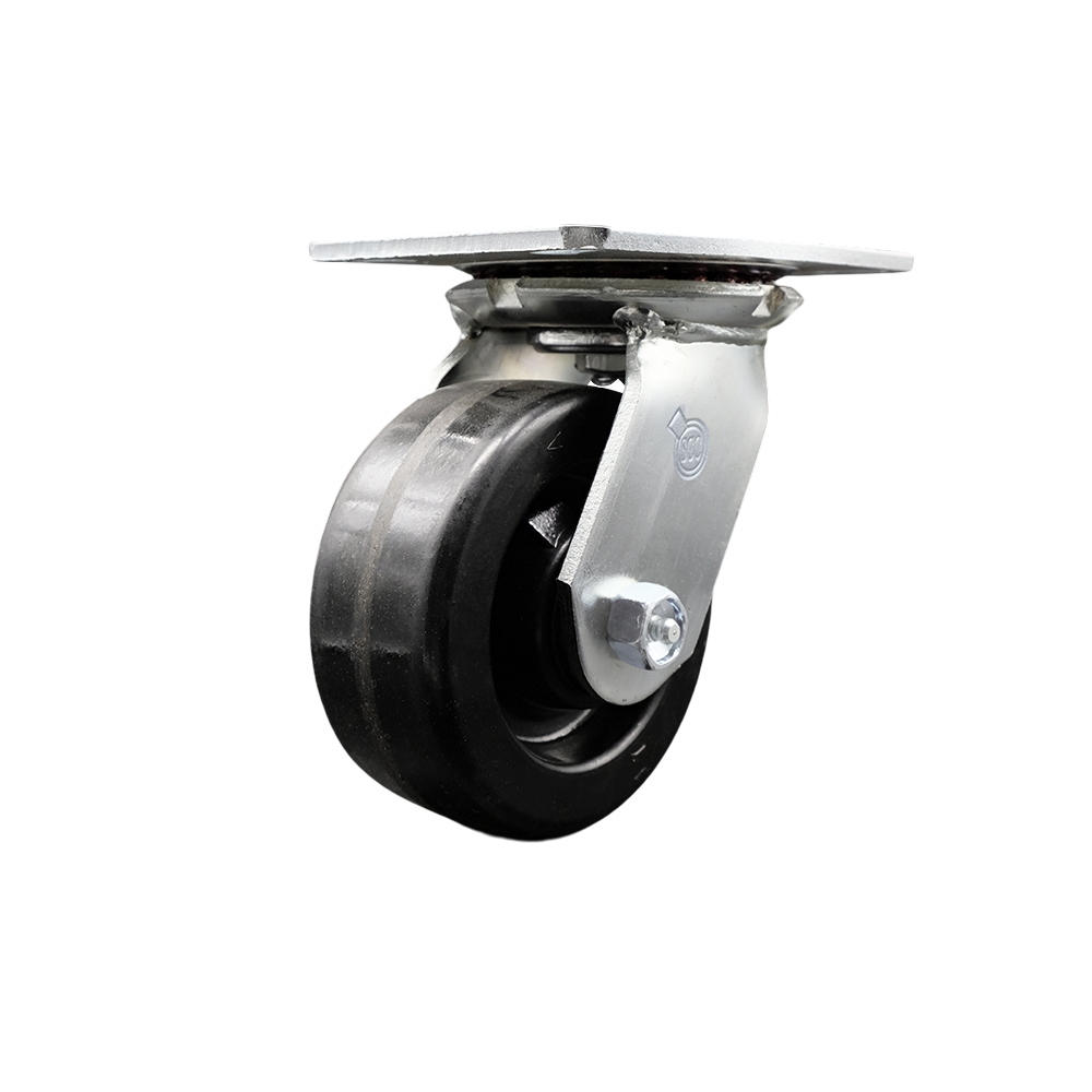 Heavy Duty Large Top Plate Phenolic Swivel Caster w/Main. Free Bearings and 5" x 2" Black Wheel - 1000 lbs Capacity/Caster - Service Caster Brand — photo 1
