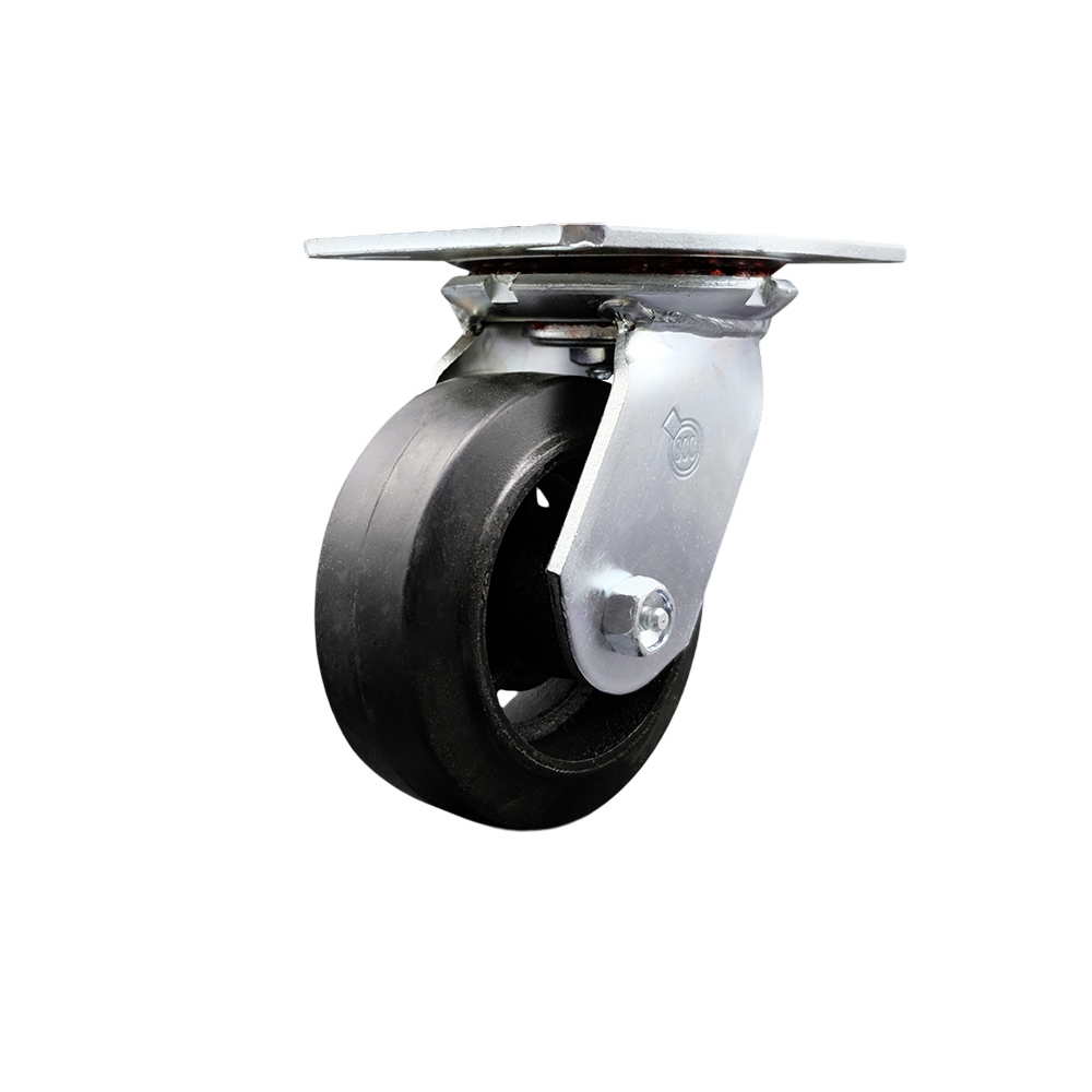 Service Caster Brand Replacement for McMaster Carr Caster 44785T12 - Swivel Top Plate Caster with 5 Inch Black Rubber On Cast Iron Wheel - 400 lbs. Capacity Per Caster — photo 1