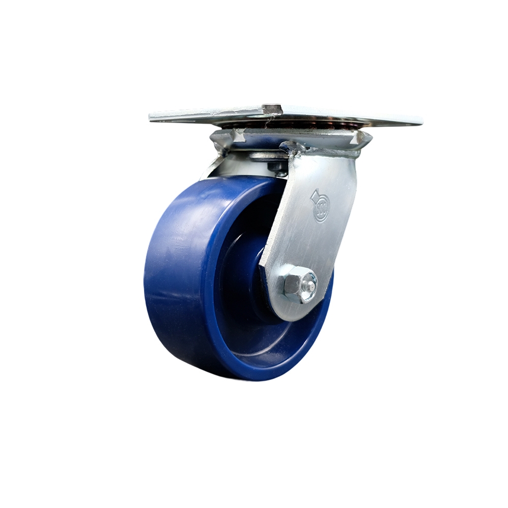 Heavy Duty Large Top Plate Solid Polyurethane Swivel Caster w/5" x 2" Blue Wheel - 1000 lbs Capacity/Caster - Service Caster Brand — photo 1