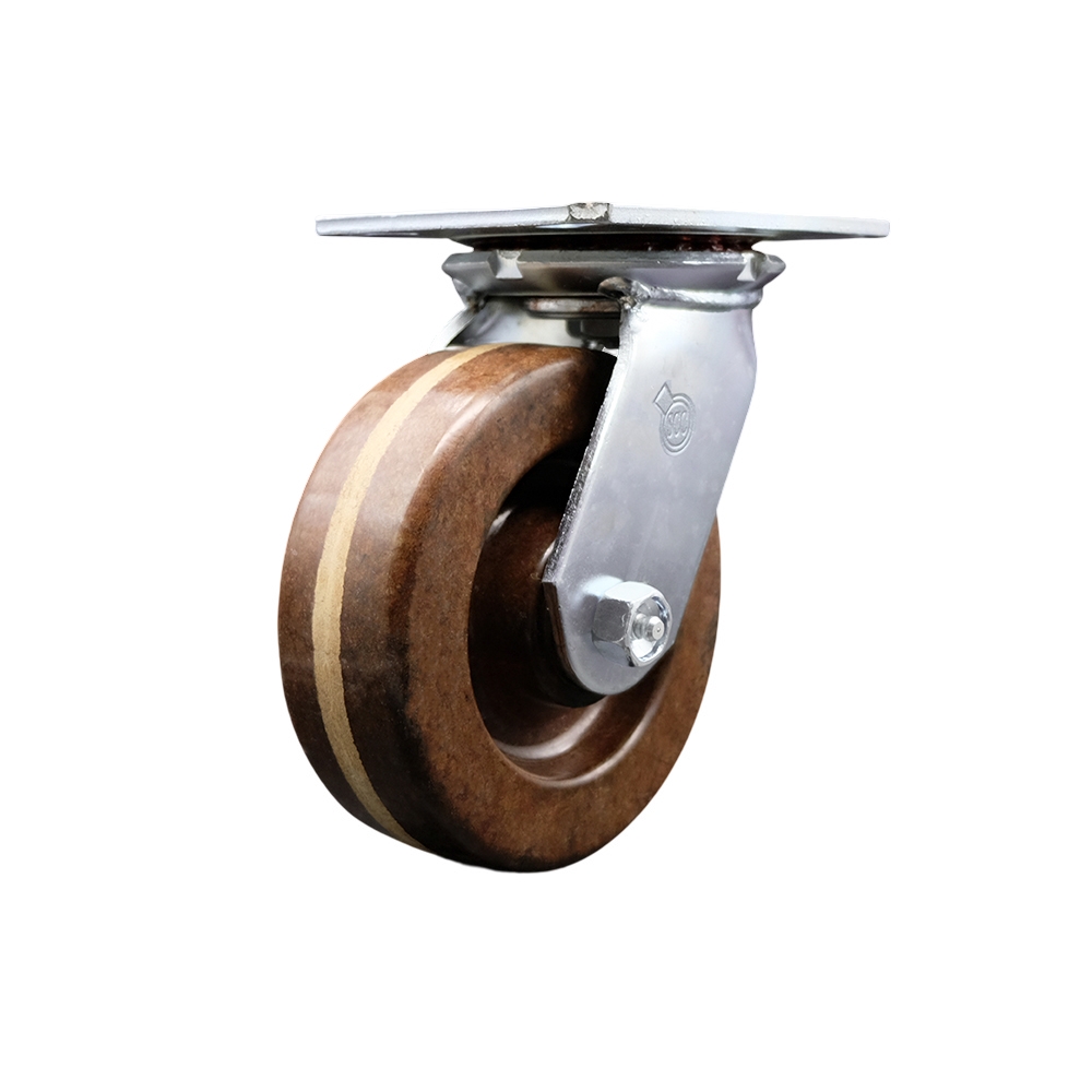 Heavy Duty Large Top Plate High Temperature Phenolic Swivel Caster w/6" x 2" Brown Wheel - 1200 lbs Capacity/Caster - Service Caster Brand — photo 1