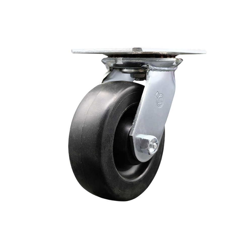 Heavy Duty Large Top Plate Polyolefin Swivel Caster w/6" x 2" Black Wheel - 700 lbs Capacity/Caster - Service Caster Brand — photo 1