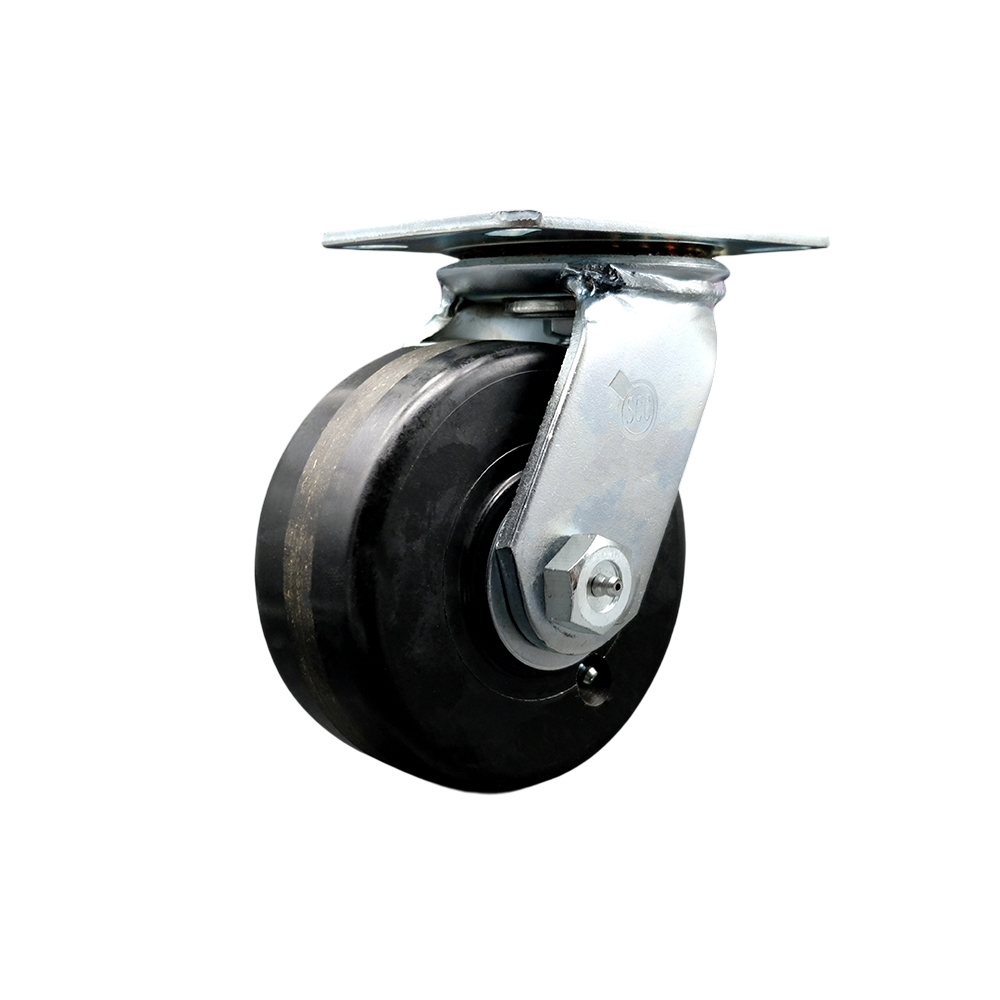 Heavy Duty Large Top Plate Phenolic Swivel Caster w/6" x 2.5" Black Wheel – 1,600 lbs Capacity/Caster – Series 55 - Service Caster Brand — photo 1
