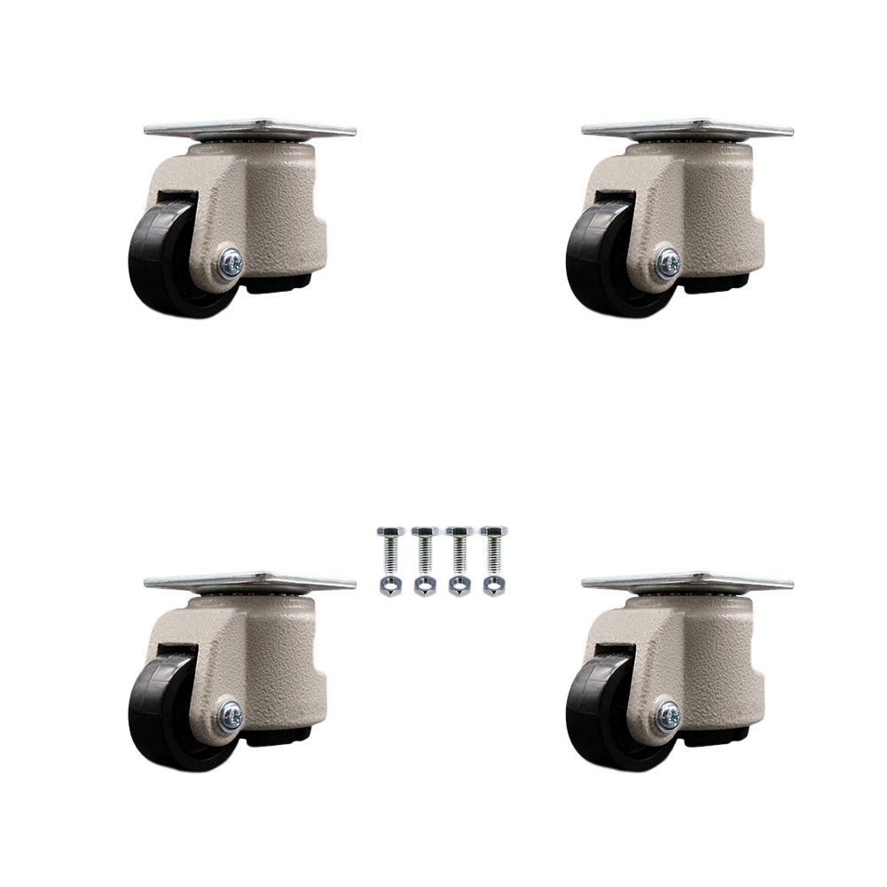 Nylon Swivel Top Plate Light Duty Floor Leveling Caster Set of 4 w/1.97" Diameter Black Wheels - Includes 4 Swivel - 1320 lbs Total Capacity - Service Caster Brand — photo 1
