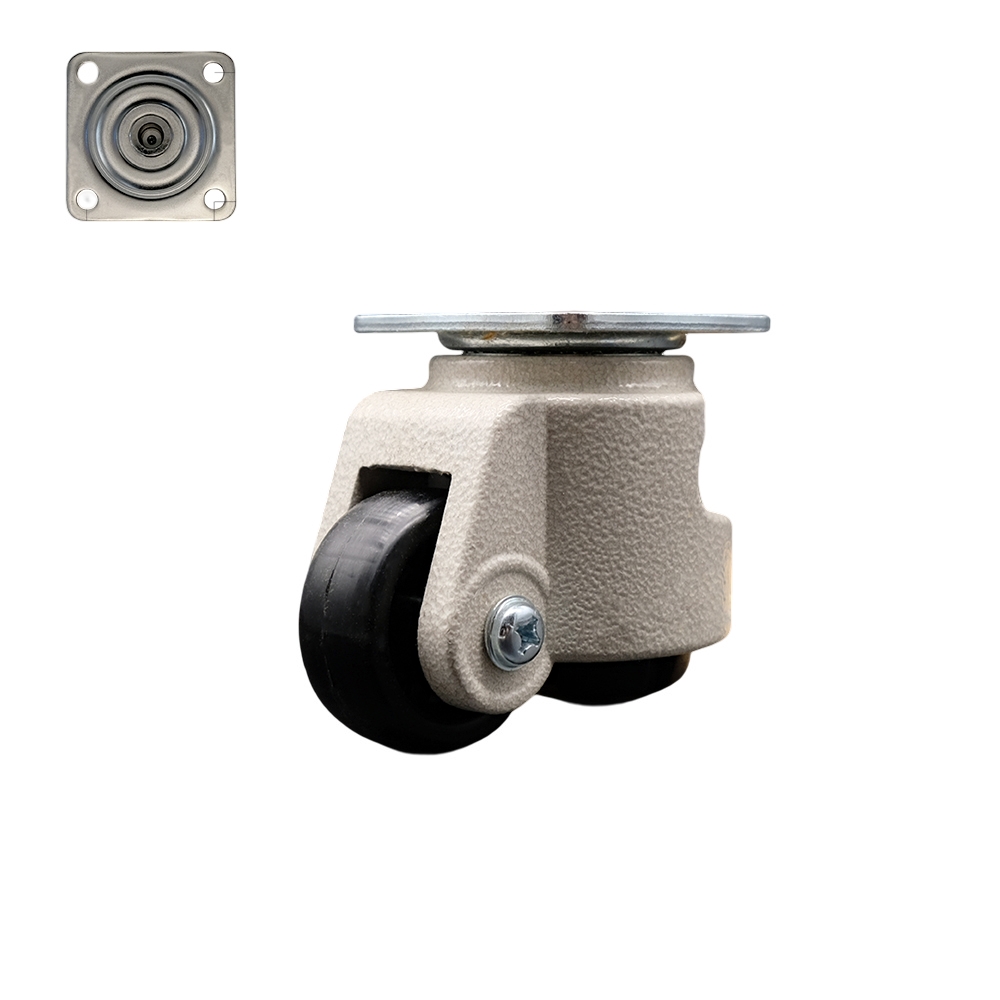 Nylon Swivel Top Plate Floor Leveling Caster w/1.65" Diameter Black Wheel - 55 lbs Total Capacity - Service Caster Brand — photo 1