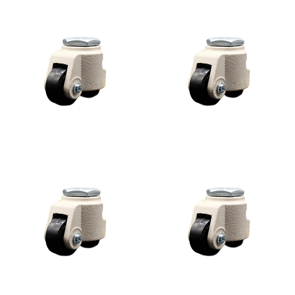 Nylon Swivel Threaded Stem Caster Set of 4 w/1.65" Black Wheels and M8 x 1.25mm x 15mm Stems - 220 lbs Capacity/Caster - Service Caster Brand — photo 1