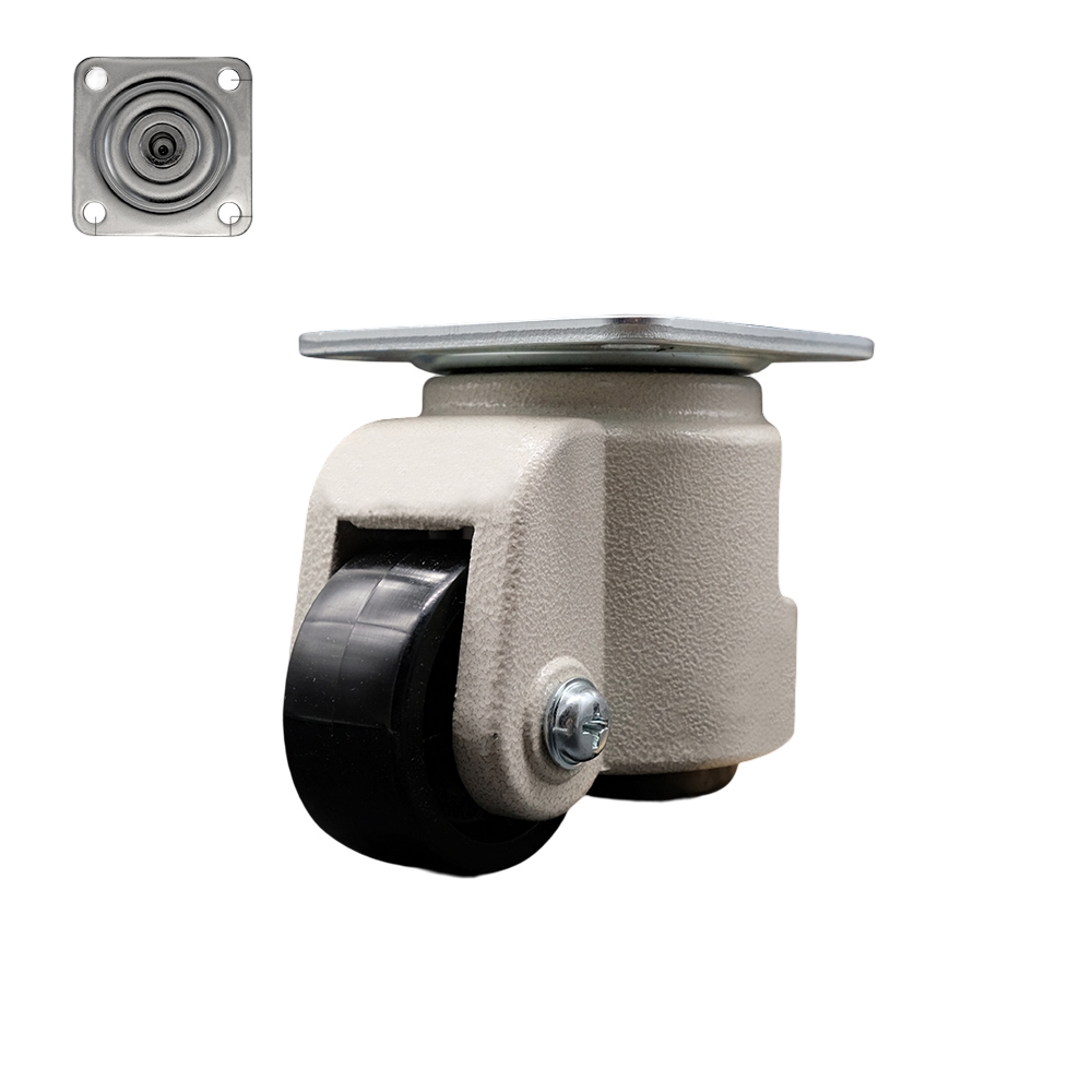 Nylon Swivel Top Plate Light Duty Floor Leveling Caster w/2.44" Diameter Black Wheel - 660 lbs Total Capacity - Service Caster Brand — photo 1