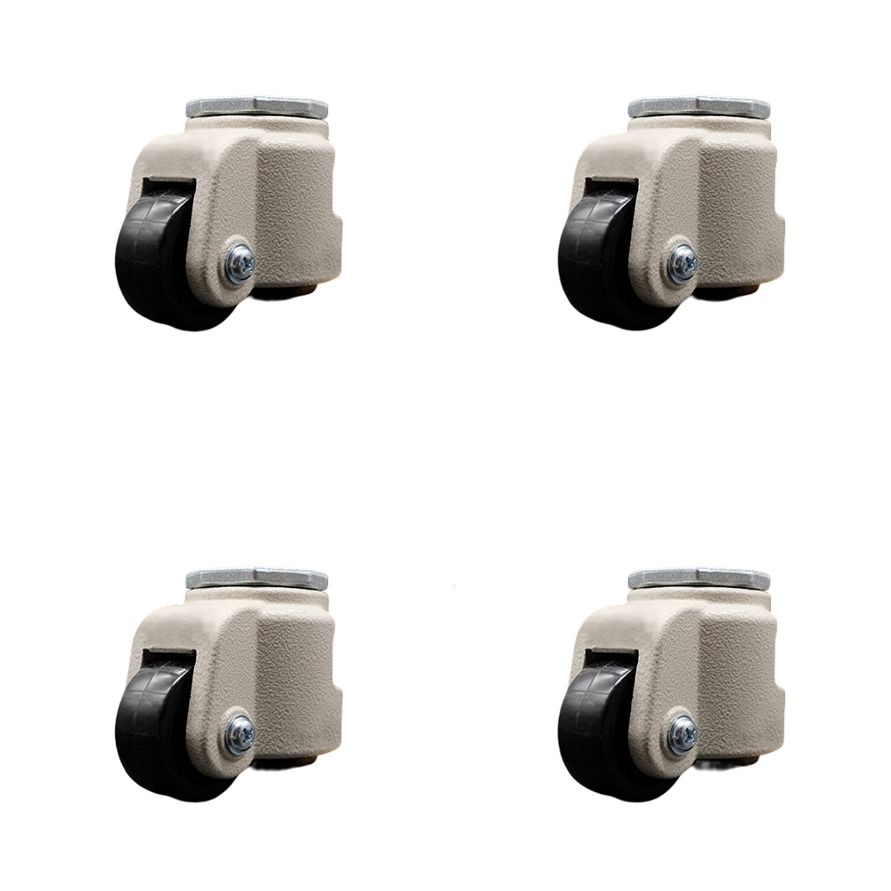 Nylon Swivel Threaded Stem Caster Set of 4 w/2.44" Black Wheel and M12 x 1.75mm x 18mm Stems - 2640 lbs Capacity/Caster - Service Caster Brand — photo 1