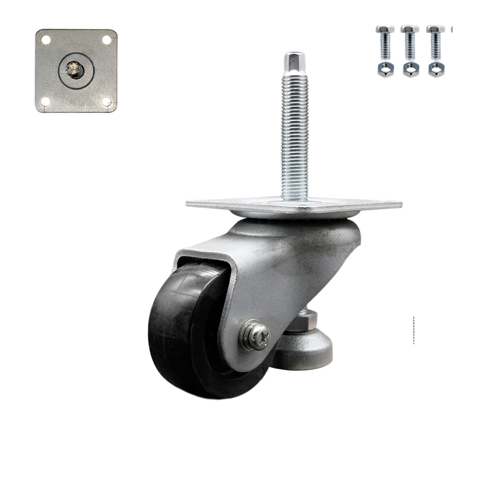 Nylon Swivel Threaded Stem Caster w/2.8" Black Wheel and 16mm x 2.0mm x 138mm Stem - 770 lbs Capacity/Caster - Service Caster Brand — photo 1