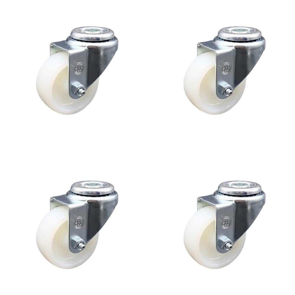 Nylon Swivel Bolt Hole Caster Set of 4 w/3" x 1.25" White Wheels - Includes 4 Swivel - 1200 lbs Total Capacity - Service Caster Brand — photo 1