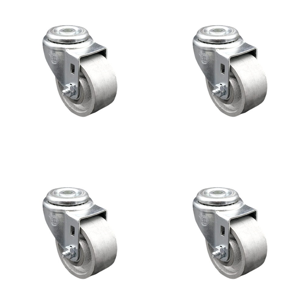 Semi Steel Cast Iron Swivel Bolt Hole Caster Set of 4 w/3" x 1.25" Silver Wheels - Includes 4 Swivel - 1200 lbs Total Capacity - Service Caster Brand — photo 1
