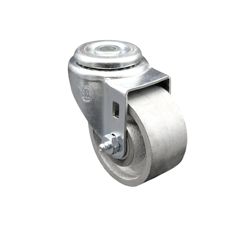 Semi Steel Cast Iron Swivel Bolt Hole Caster w/Roller Bearing - 3" x 1.5" Silver Wheel - 300 lbs Capacity/Caster - Service Caster Brand — photo 1