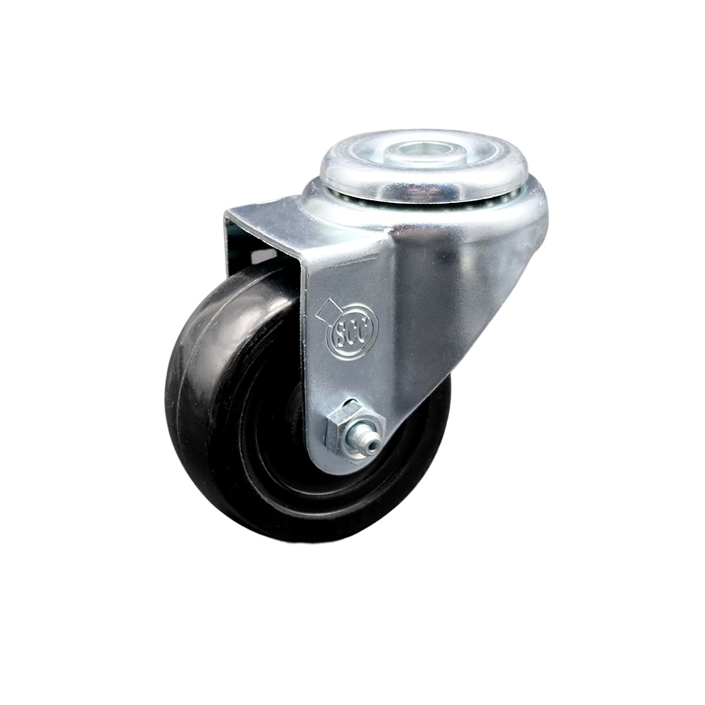 Hard Rubber Swivel Bolt Hole Caster w/3.5" x 1.25" Black Wheel - 285 lbs Capacity/Caster - Service Caster Brand — photo 1