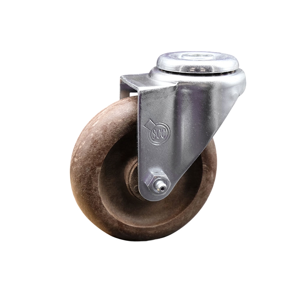 High Temp Glass Filled Nylon Swivel Bolt Hole Caster w/4" x 1.25" Brown Wheel - 350 lbs Capacity/Caster - Service Caster Brand — photo 1